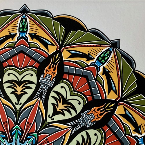 Flaming tower mandala - tower, mounted