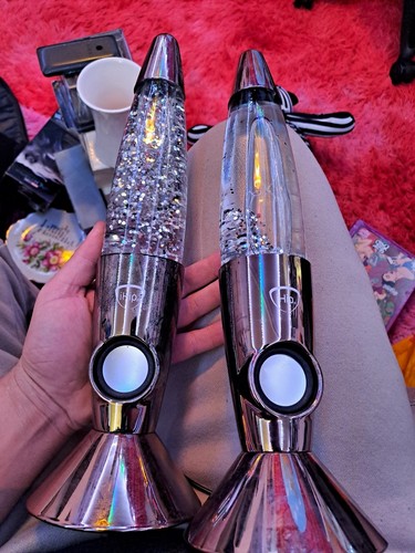 Pair glitter lava lamps - glitter, silver